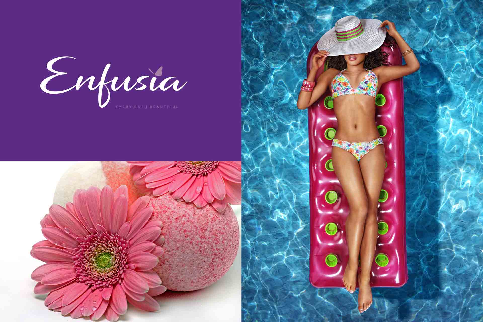 Enfusia product bottles with clean white labeling