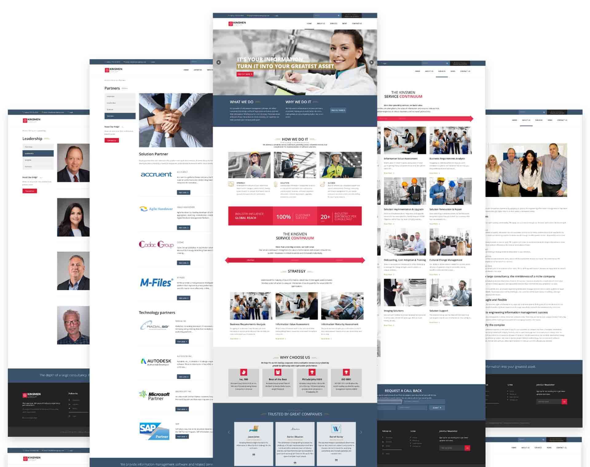 Kinsmen Group page layout featuring services overview