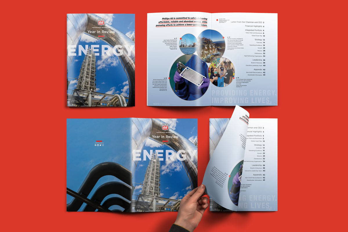 Phillips 66 year-in-review publication spread