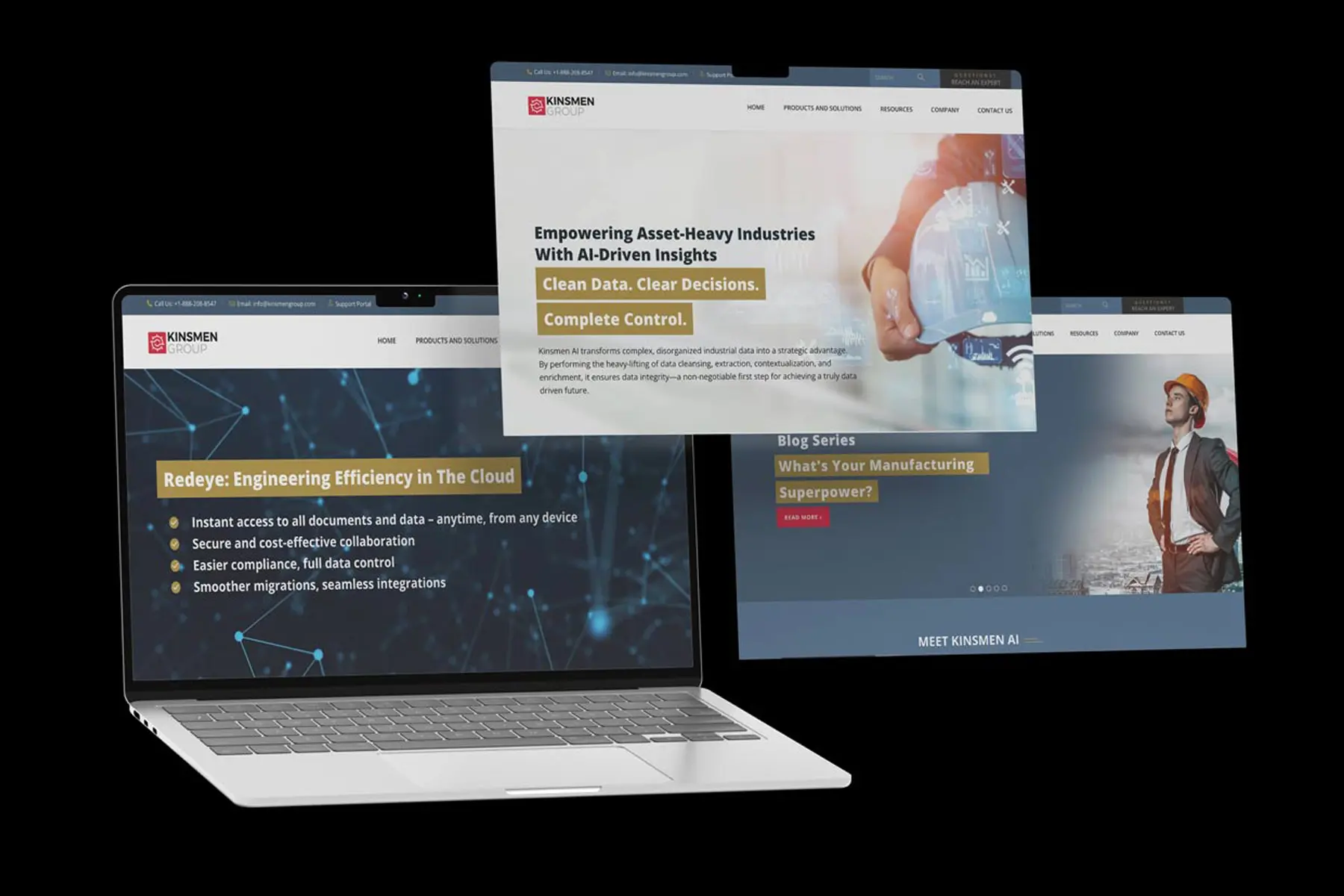 Kinsmen Group website on a laptop